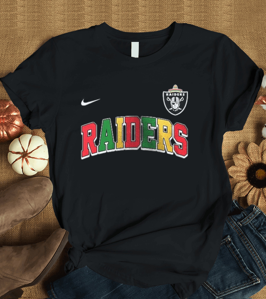Las Vegas Raiders Cinco De Drinko Bitchachos Skeleton Raiders Text Sombrero T-Shirt