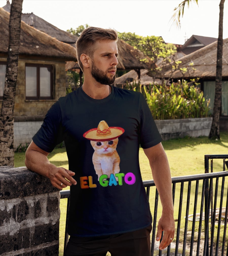 El Gato Cat Sombrero Hat Mexican Fiesta Fun Pet T-Shirt