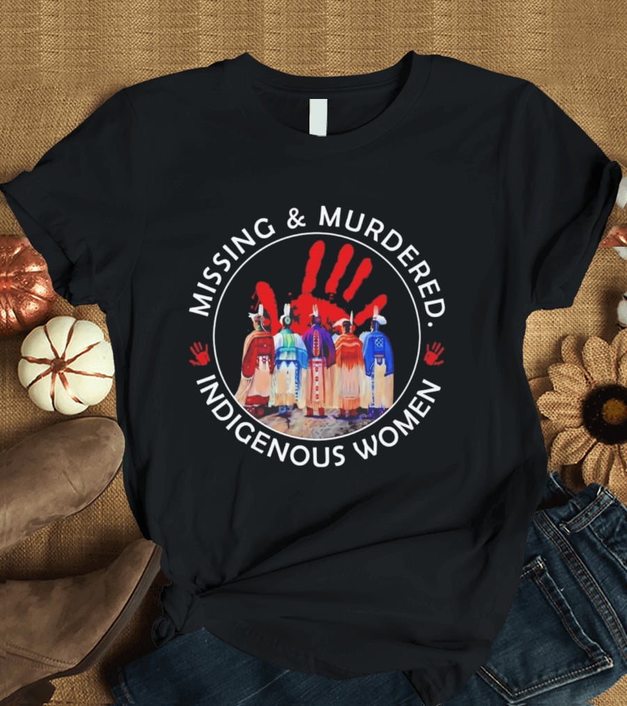Missing And Murdered Indigenous Women Red Handprint Symbol MMIW Awareness T-Shirt