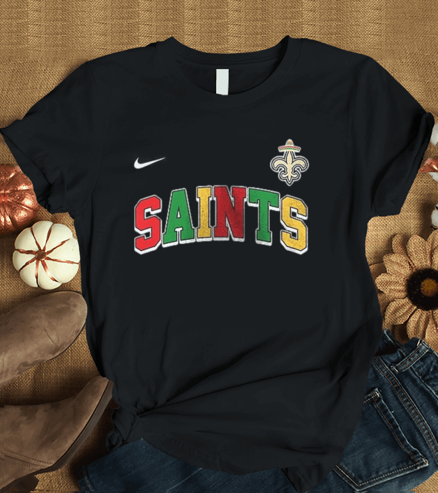 New Orleans Saints Cinco De Drinko Bitchachos Skeleton Fiesta Fleur De Lis Sombrero T-Shirt