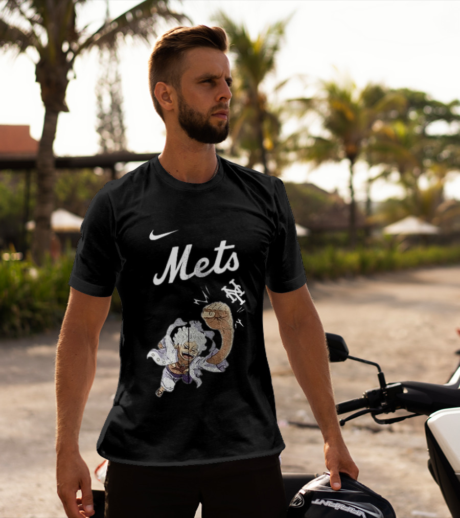 New York Mets X One Piece Luffy Nike Collaboration T-Shirt