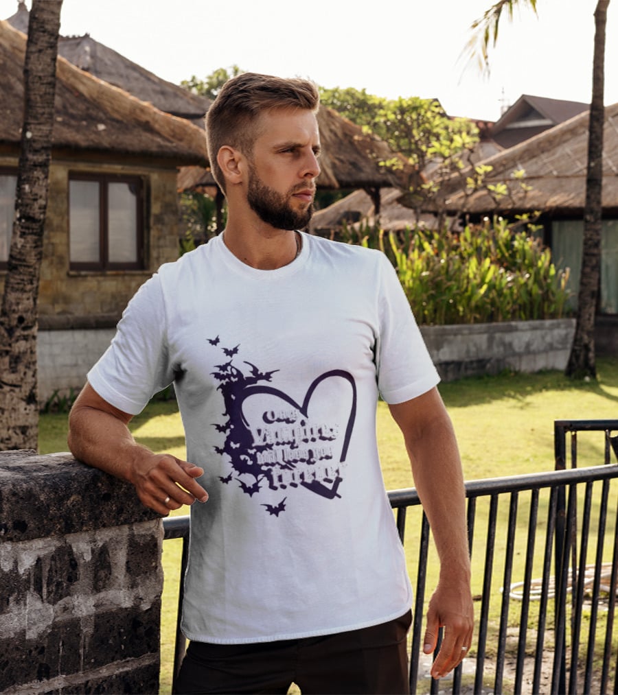 Only Vampires Will Love You Forever Heart And Bats T-Shirt