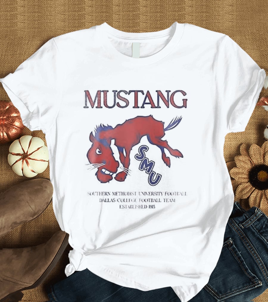 SMU Mustangs Southern Methodist University Red Blue Mustang T-Shirt