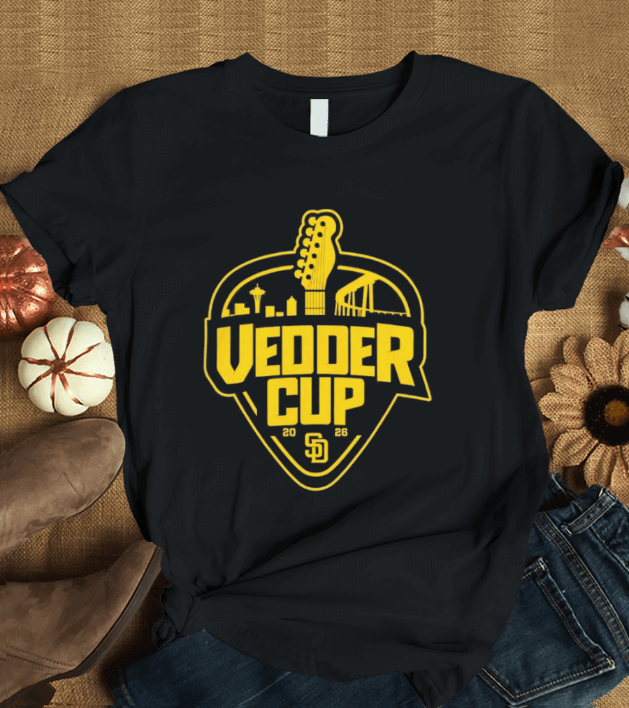 San Diego Padres 2026 Vedder Cup SD Baseball Event City Skyline Guitar T-Shirt