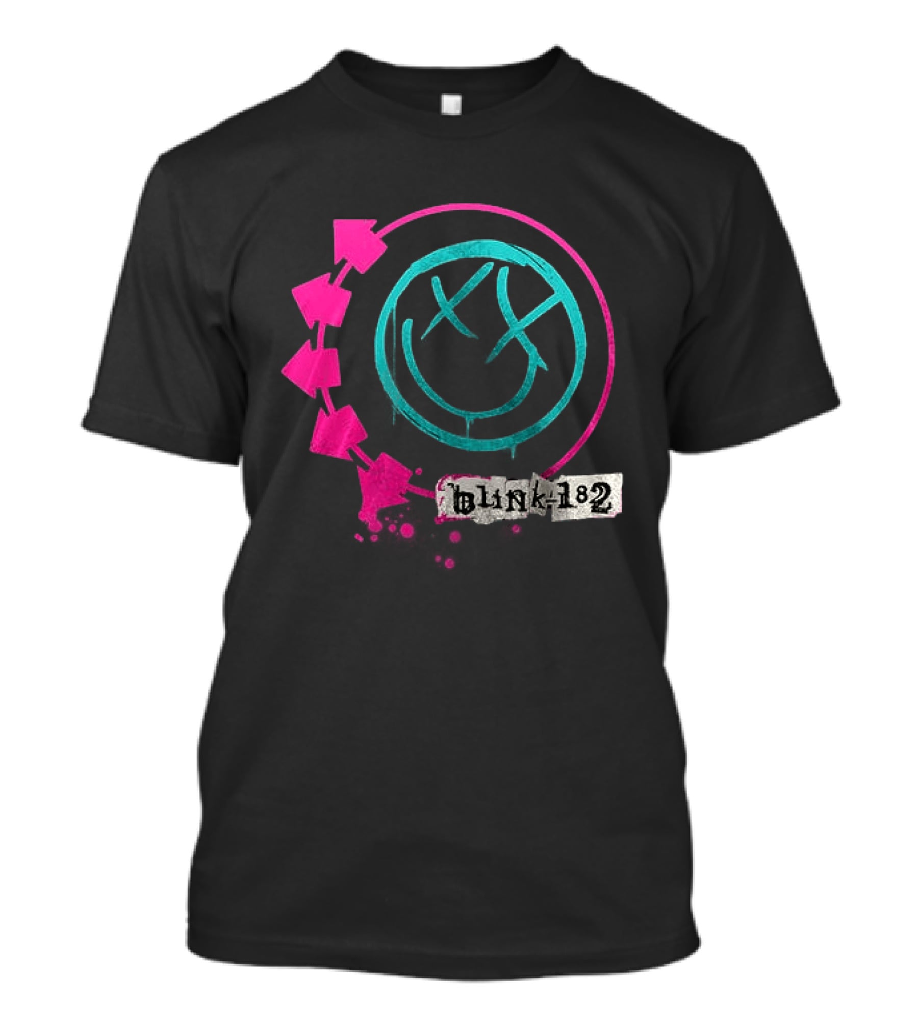 Blink 182 34th Anniversary Thank You For The Memories Band Signatures Iconic Smiley Logo Arrows T-Shirt