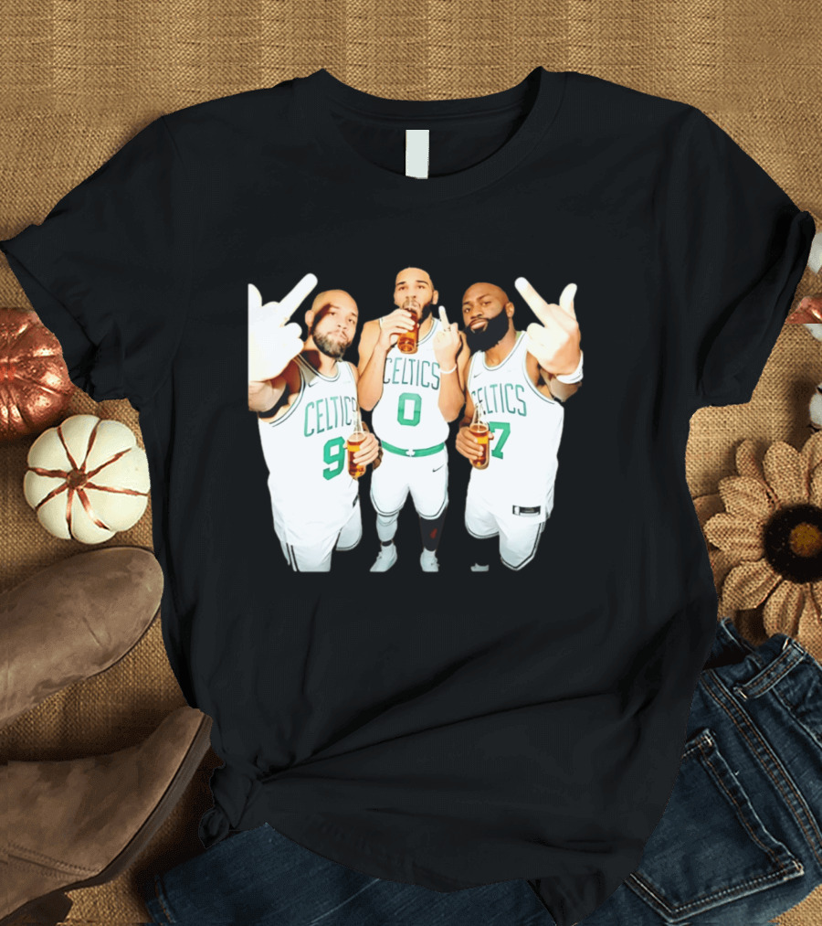 Boston Celtics Players Trinity Middle Finger Beers Humor T-Shirt