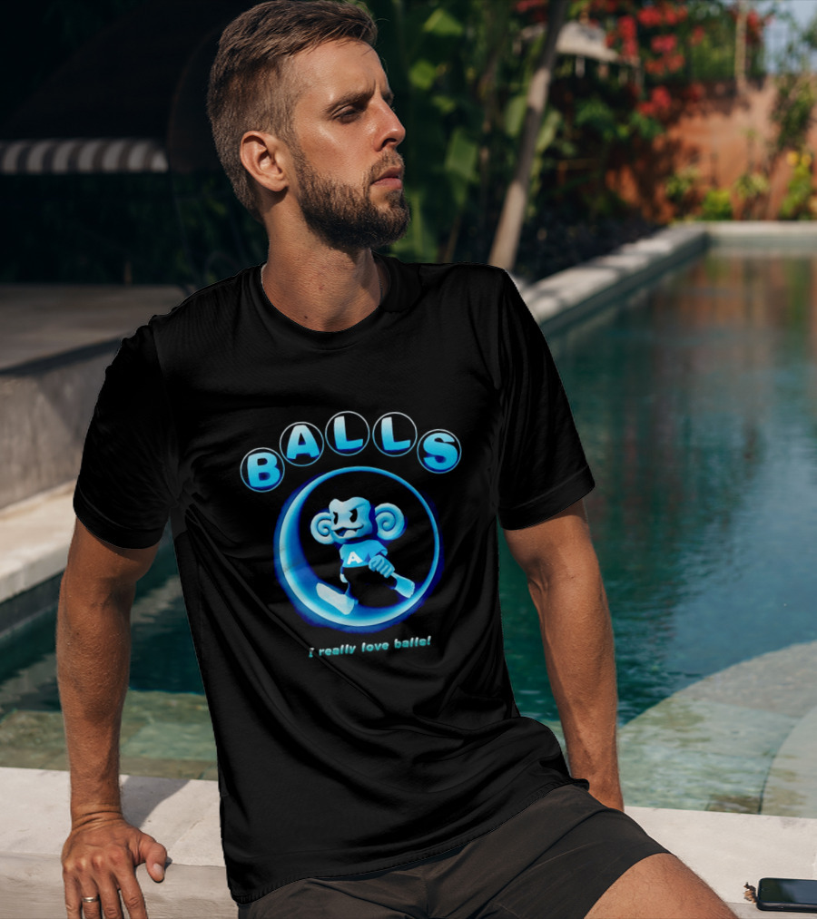 Super Monkey Ball I Really Love Balls A Blue Monkey T-Shirt