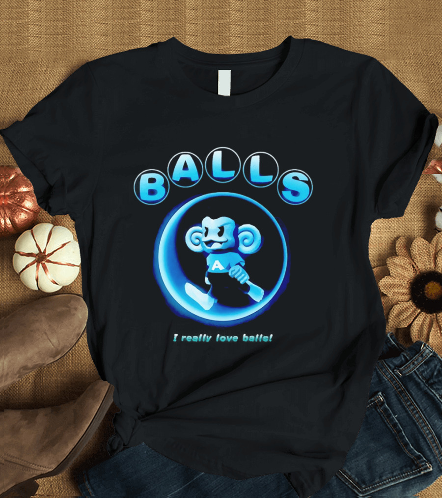 Super Monkey Ball I Really Love Balls A Blue Monkey T-Shirt