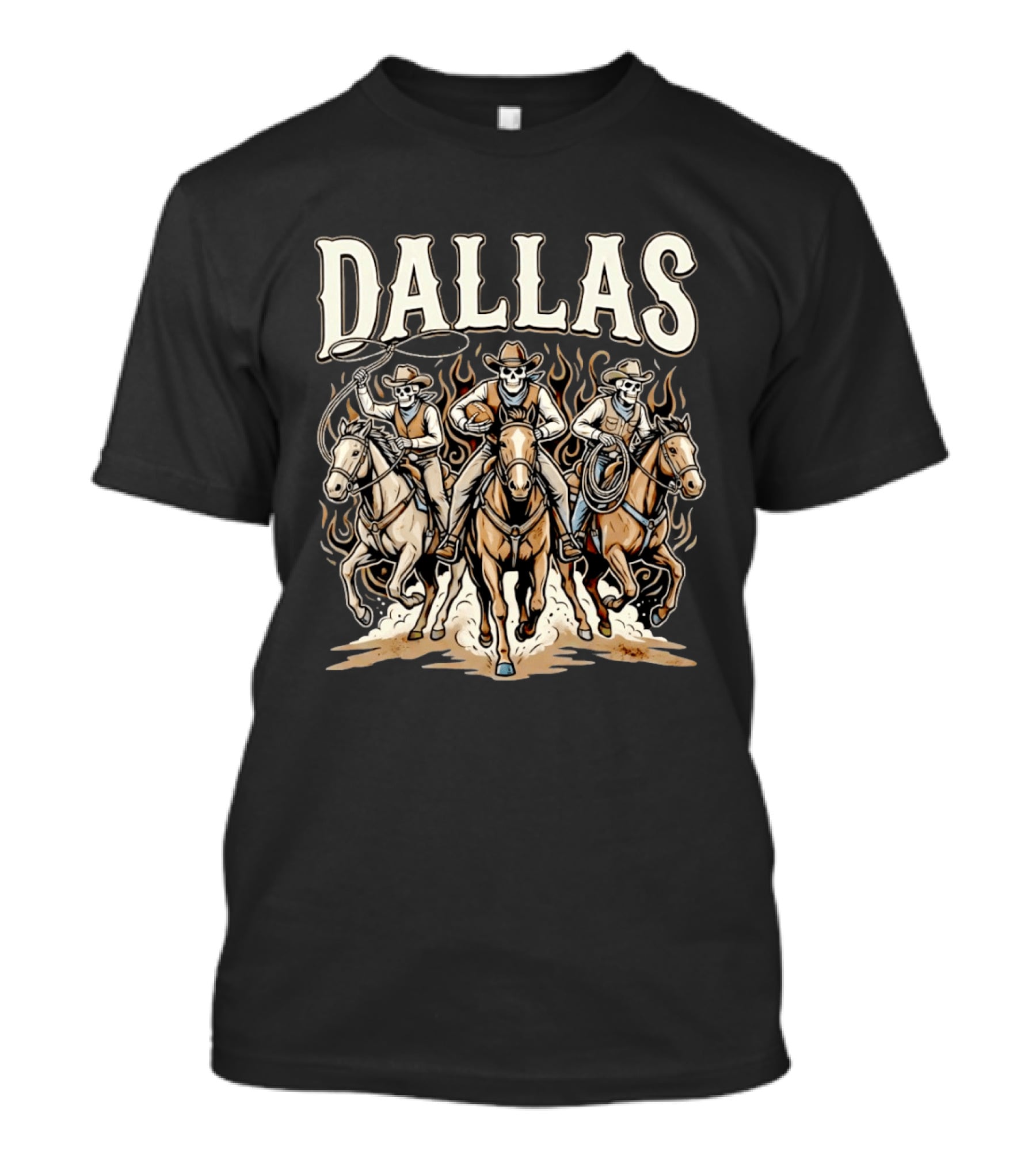 Dallas Cowboys Riding Skeletons Western Football Fans T-Shirt