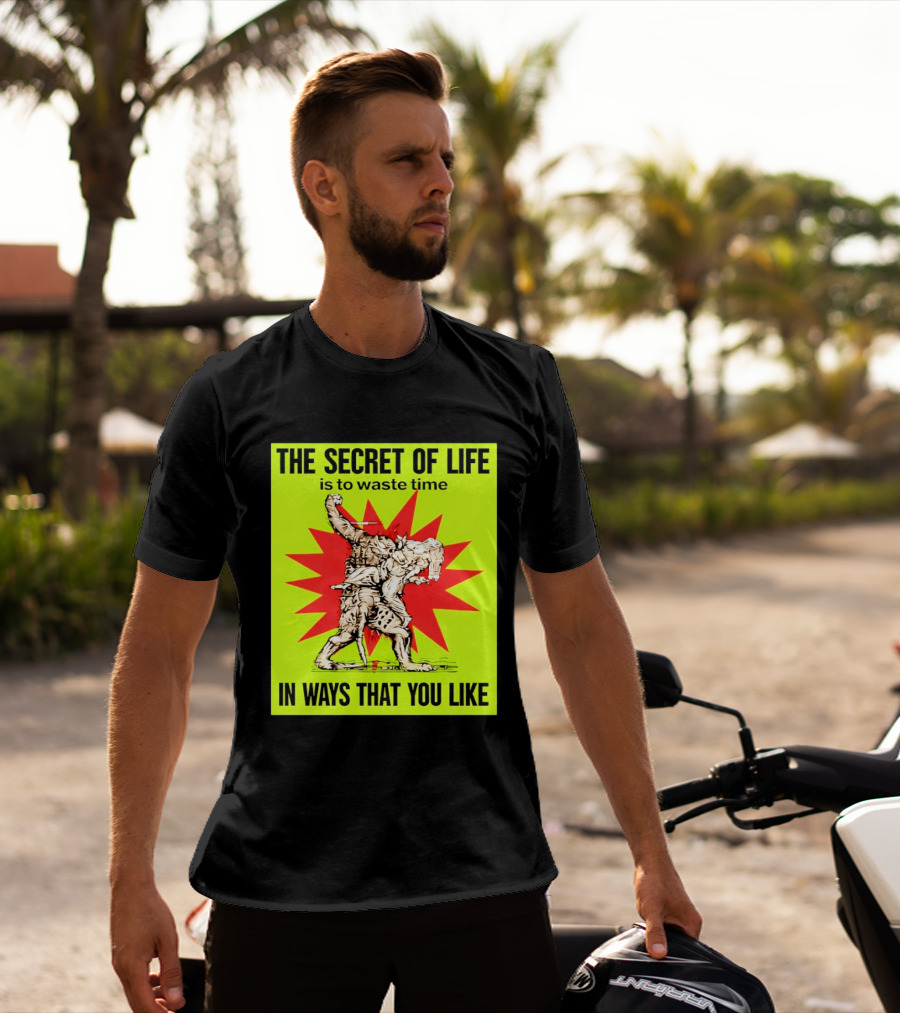 The Secret Of Life Is To Waste Time In Ways That You Like Comic Style Red Burst T-Shirt