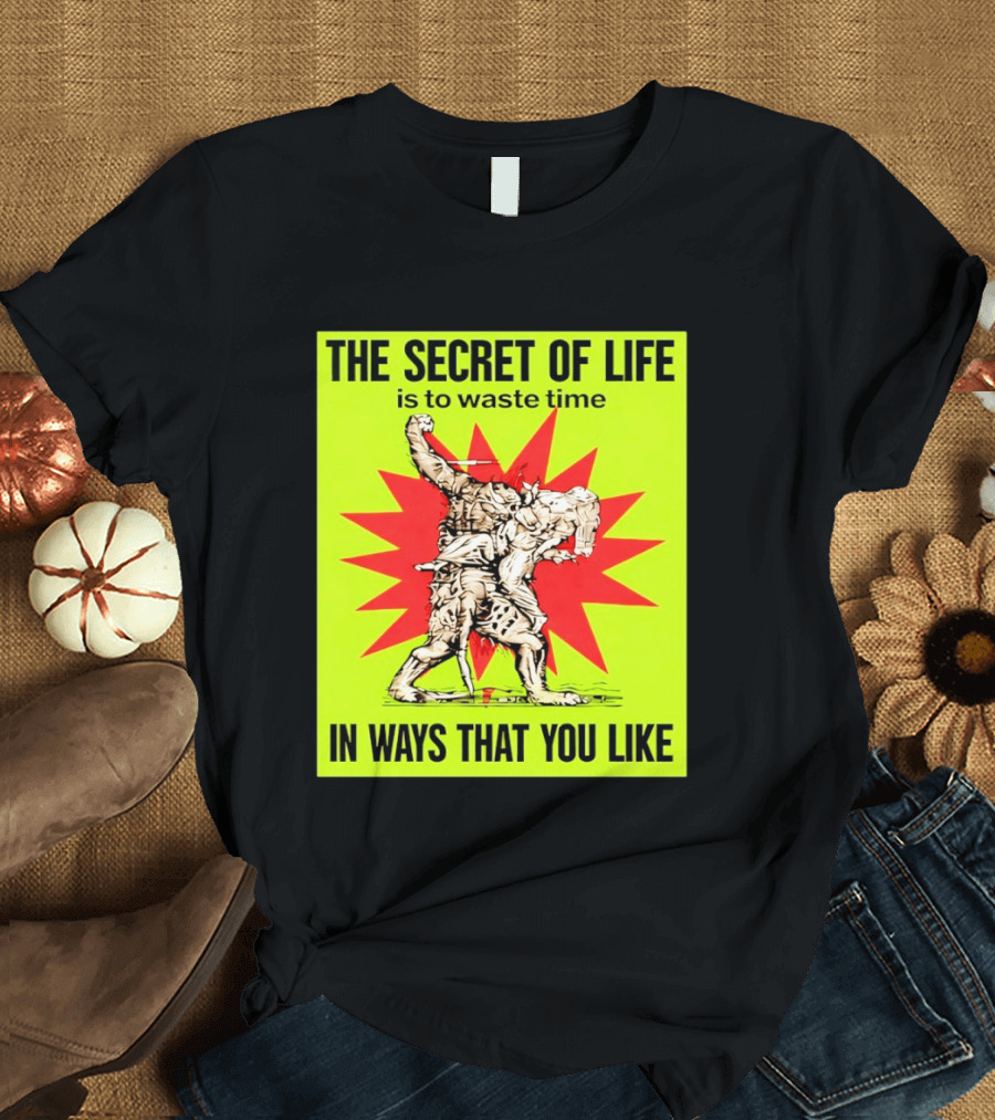 The Secret Of Life Is To Waste Time In Ways That You Like Comic Style Red Burst T-Shirt