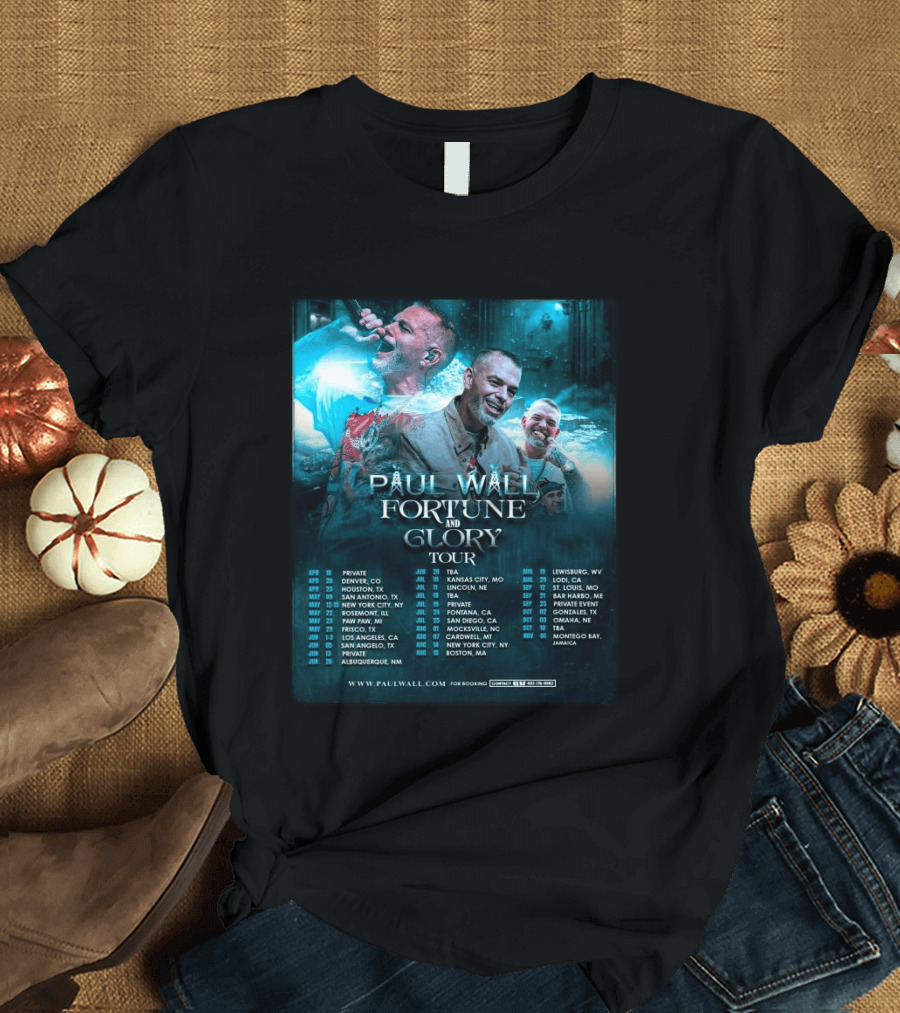 Paul Wall Fortune And Glory Tour 2026 Dates And Locations T-Shirt
