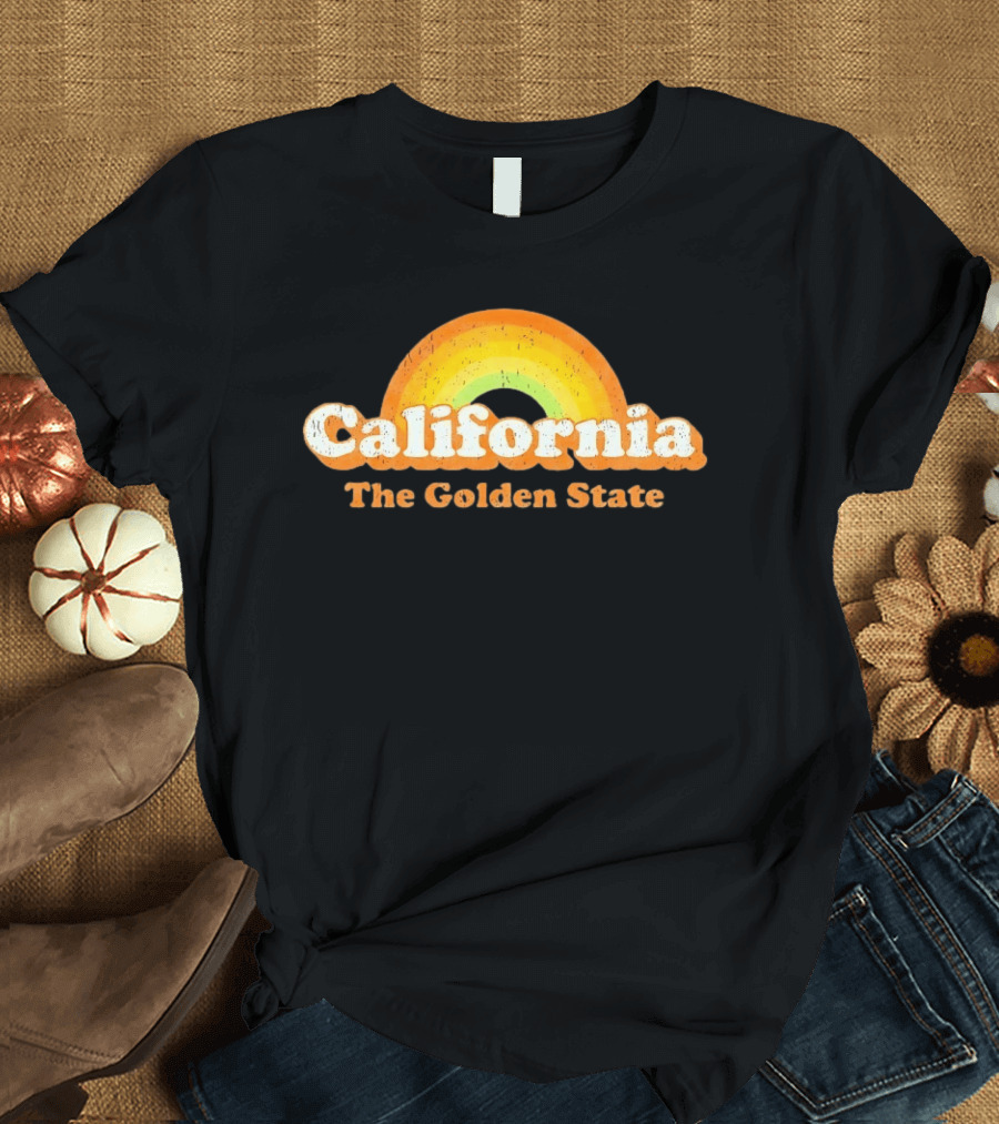 California The Golden State Retro Rainbow T-Shirt