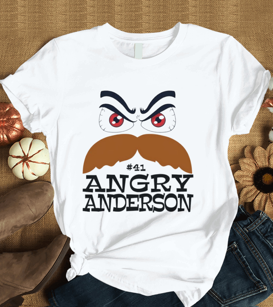 Angry Anderson #41 Big Face Brown Mustache Red Eyes T-Shirt