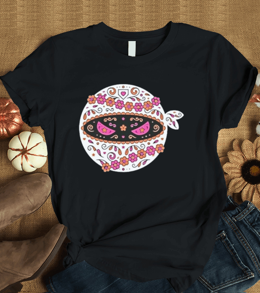 Dia De Los Muertos San Diego Padres Pitching Ninja Baseball Skull Floral T-Shirt