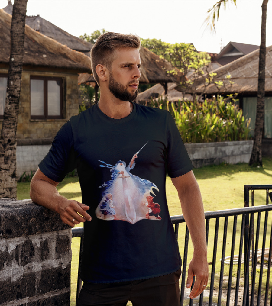 The Lord Of The Rings Gandalf And Hobbits Magic Sword Fantasy Scene T-Shirt