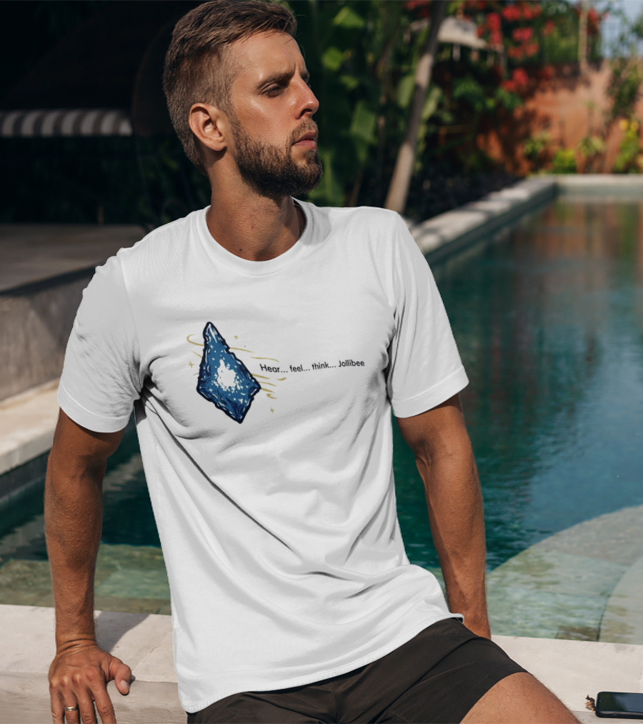 Hear Feel Think Jollibee Blue Crystal Stone T-Shirt