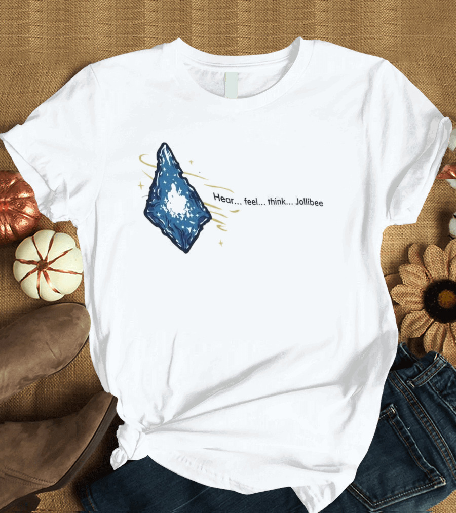 Hear Feel Think Jollibee Blue Crystal Stone T-Shirt