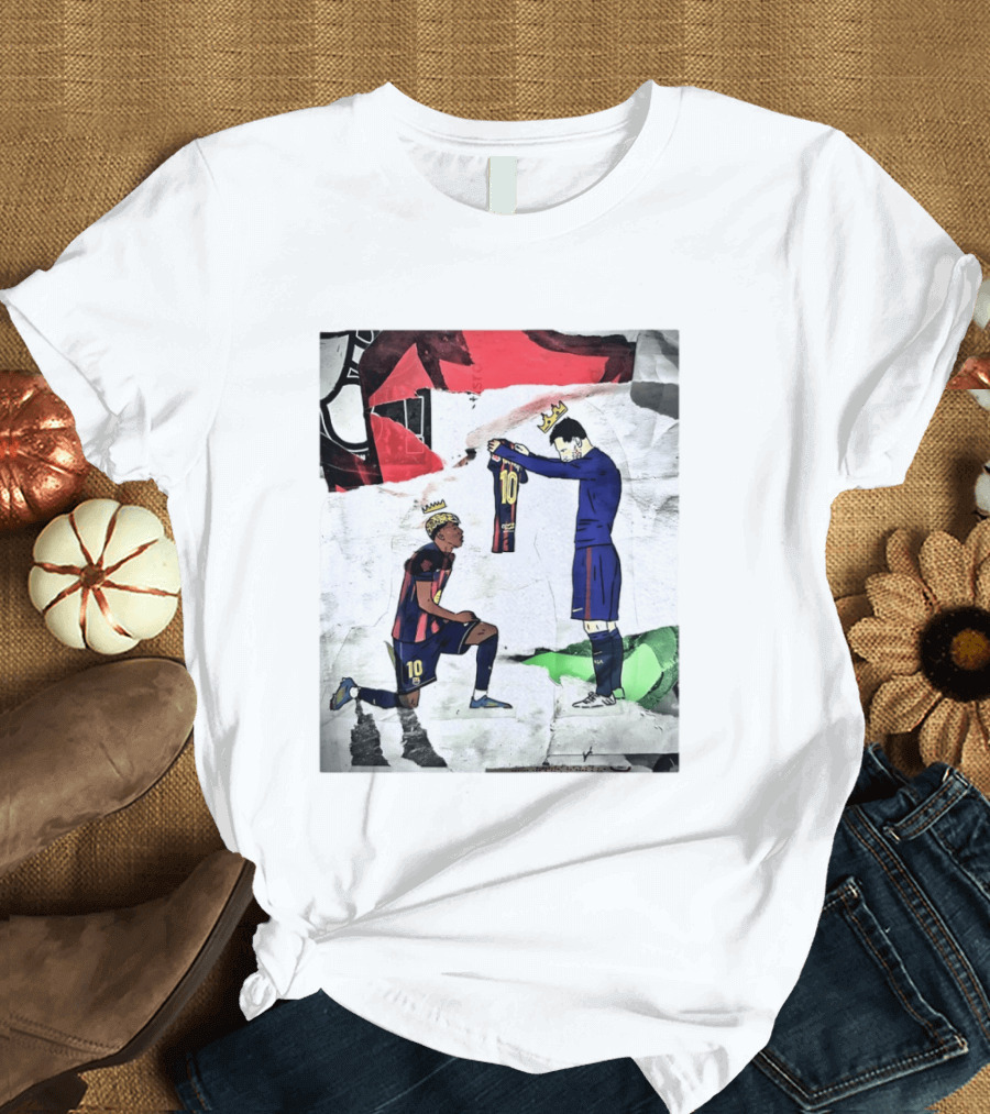 Lionel Messi Lamine Yamal Barcelona FC Art Collaboration T-Shirt