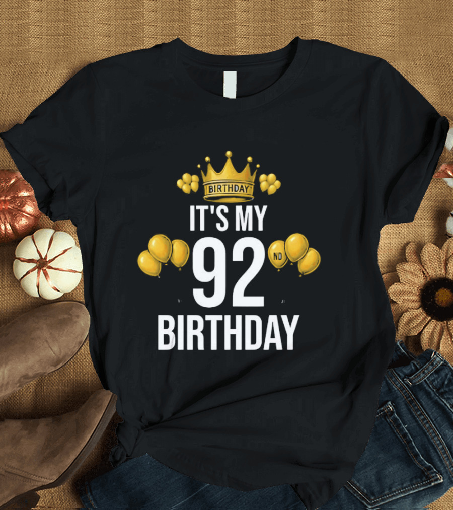 Golden Crown It's My 92nd Birthday Celebration With Paw Prints T-Shirt