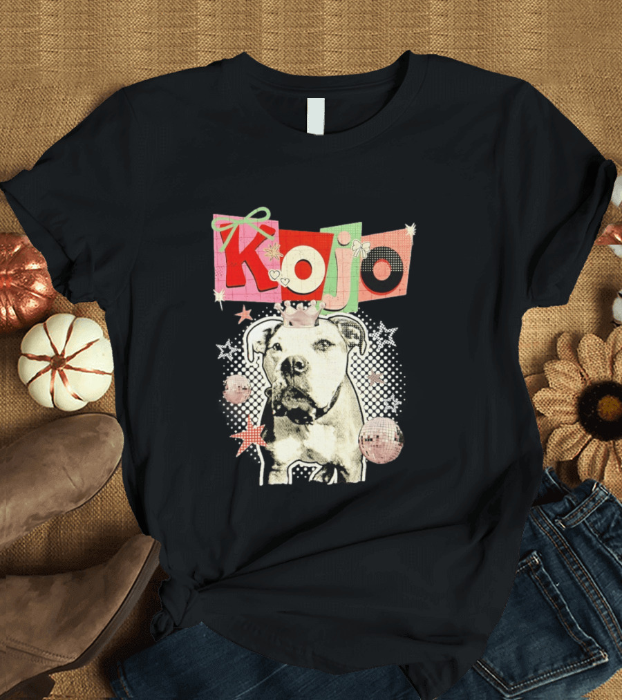 Kojo Dog Crown Retro Style Collage With Hearts And Stars T-Shirt