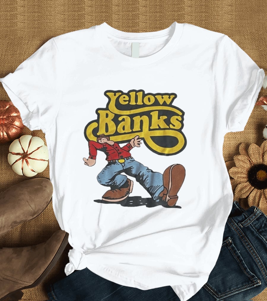 Yellow Banks Retro Cartoon Style Fun T-Shirt