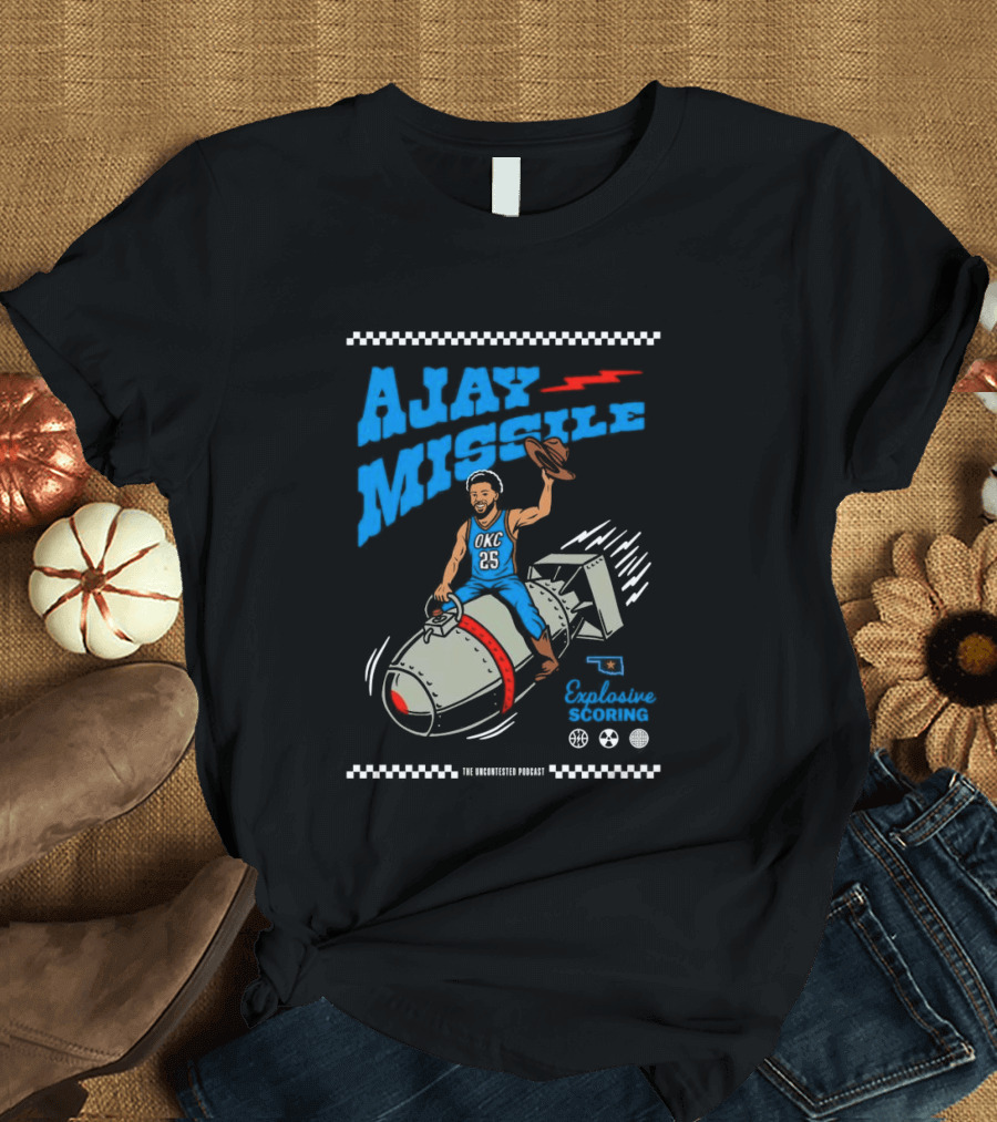 Ajay Missile Explosive Scoring UNC 23 Riding Bomb Cowboy Basketball T-Shirt