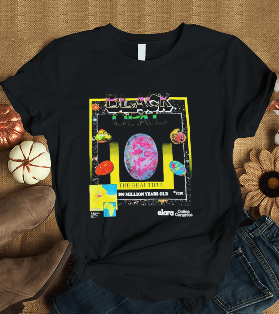 Black Opal The Beautiful 100 Million Years Old Celestial Stars Retro Vibe T-Shirt