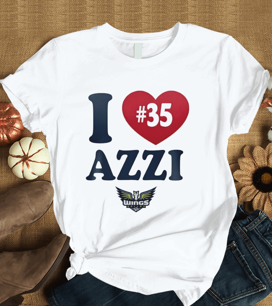 I Love Azzi Fudd Heart 35 Dallas Wings WNBA T-Shirt