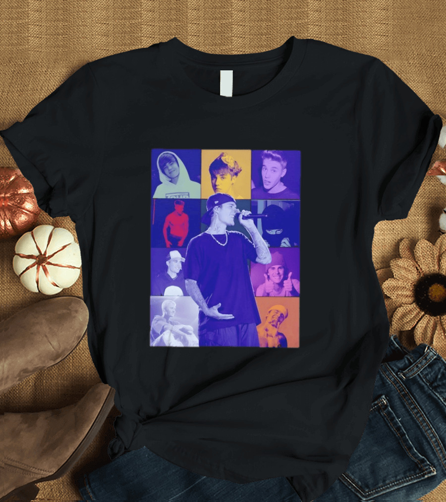 Justin Bieber The Eras Tour Concert Retro Photo Collage T-Shirt