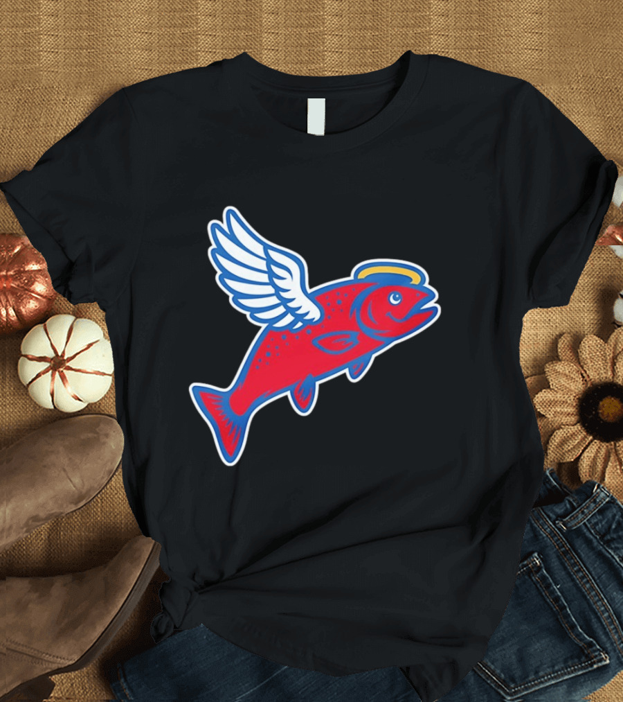 Los Angeles Angels Baseball Flying Fish With Halo And Wings T-Shirt
