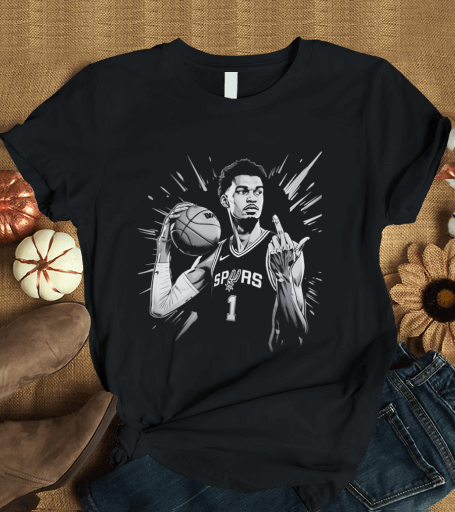 Victor Wembanyama San Antonio Spurs Basketball Middle Finger Bold Hype T-Shirt