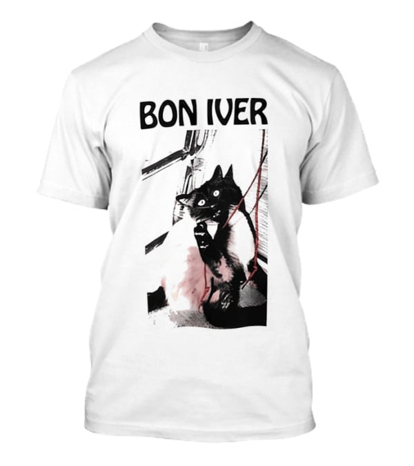 Bon Iver Cat With Guitar Image T-Shirt