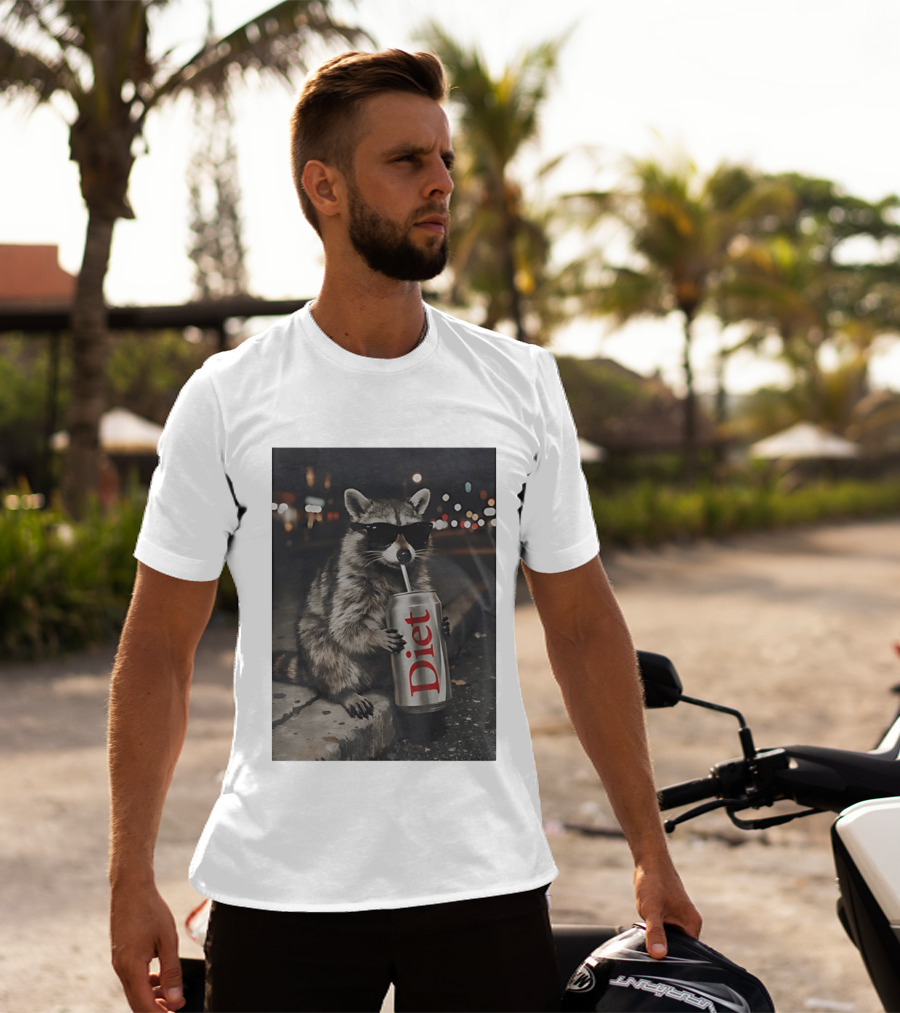 Raccoons Diet Soda Gen Z Dank Meme Raccoon With Sunglasses And Soda Can T-Shirt