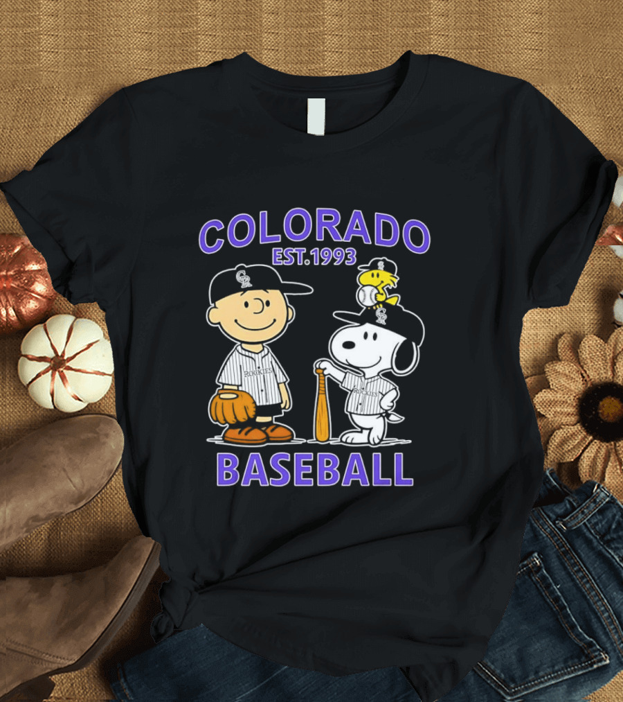 Charlie Brown Snoopy Woodstocks Colorado Baseball EST 1993 T-Shirt