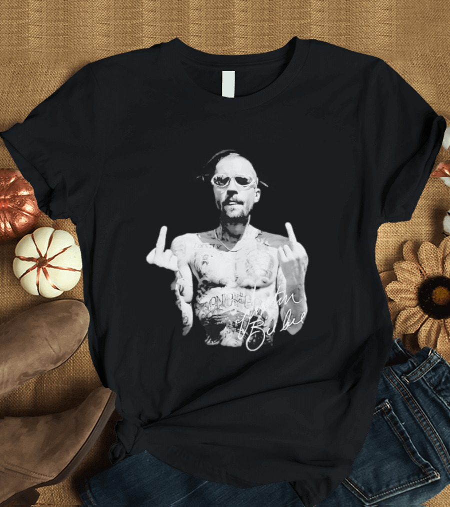 Justin Bieber Middle Finger Bieberchella World Tour 2026 Black And White Tattoo T-Shirt