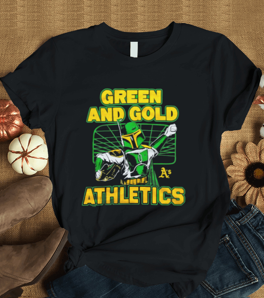 Green And Gold Athletics Dark Side Star Wars Bounty Hunter T-Shirt