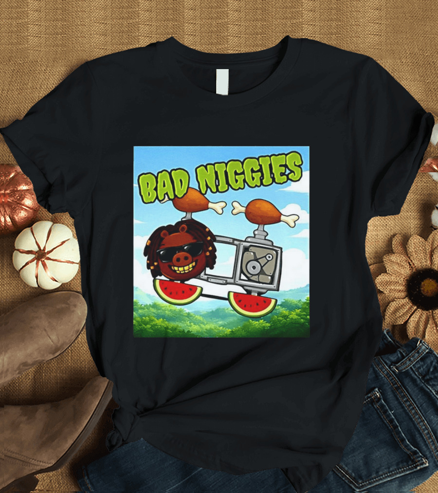 Bad Niggies Angry Birds Parody Flying Pig T-Shirt