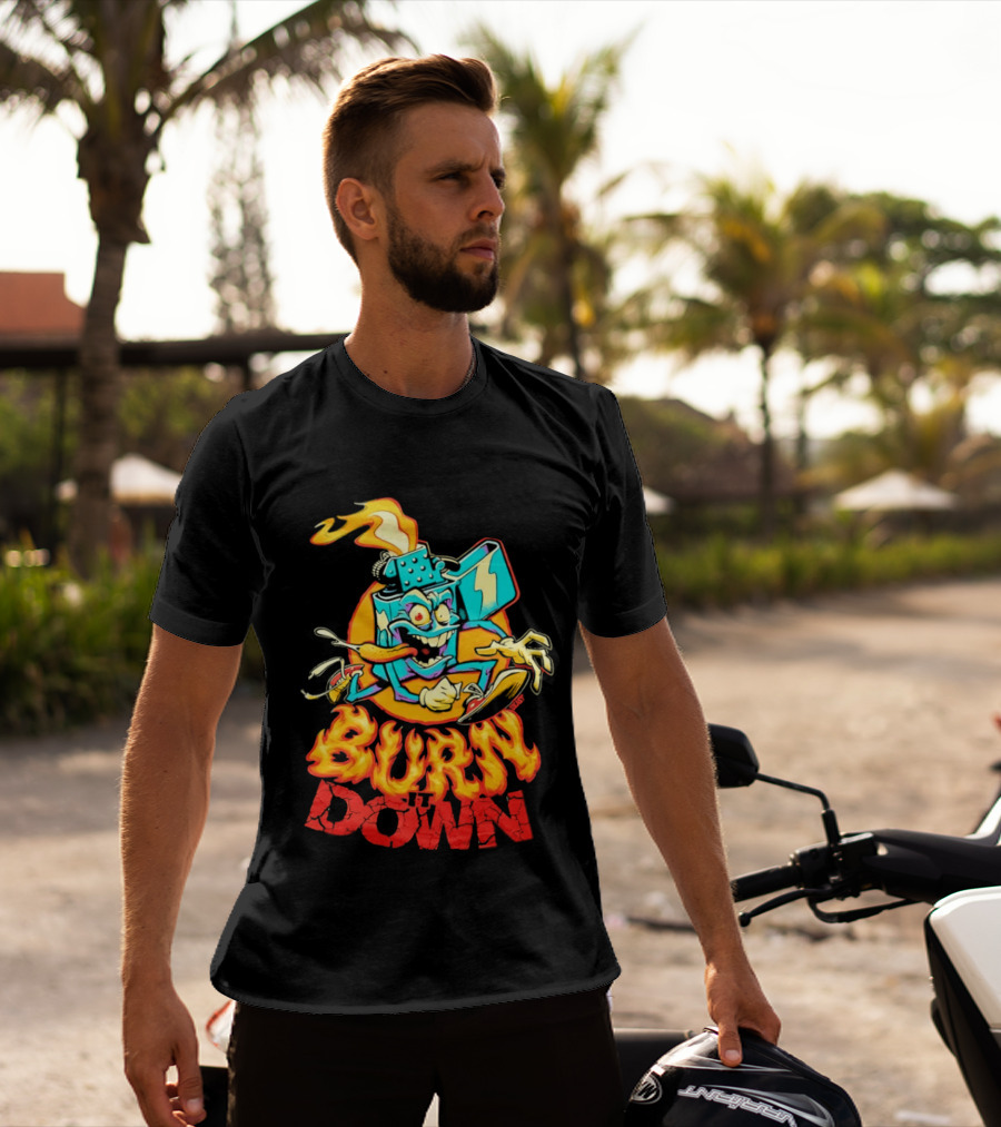 Burn It Down Lighter Mascot With Flames T-Shirt