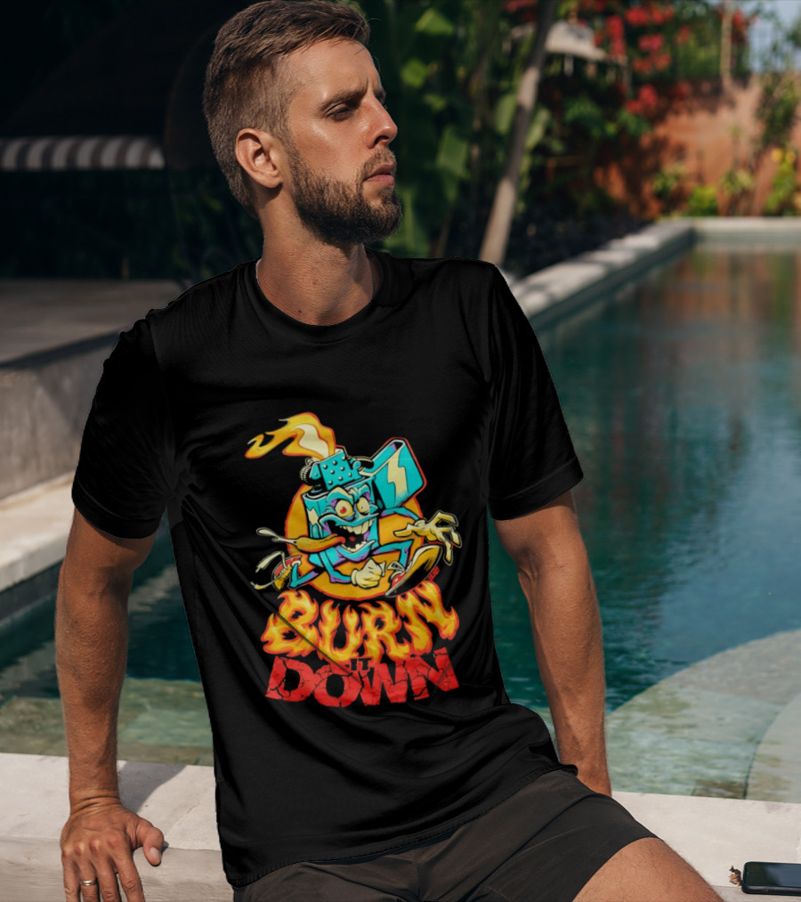 Burn It Down Lighter Mascot With Flames T-Shirt