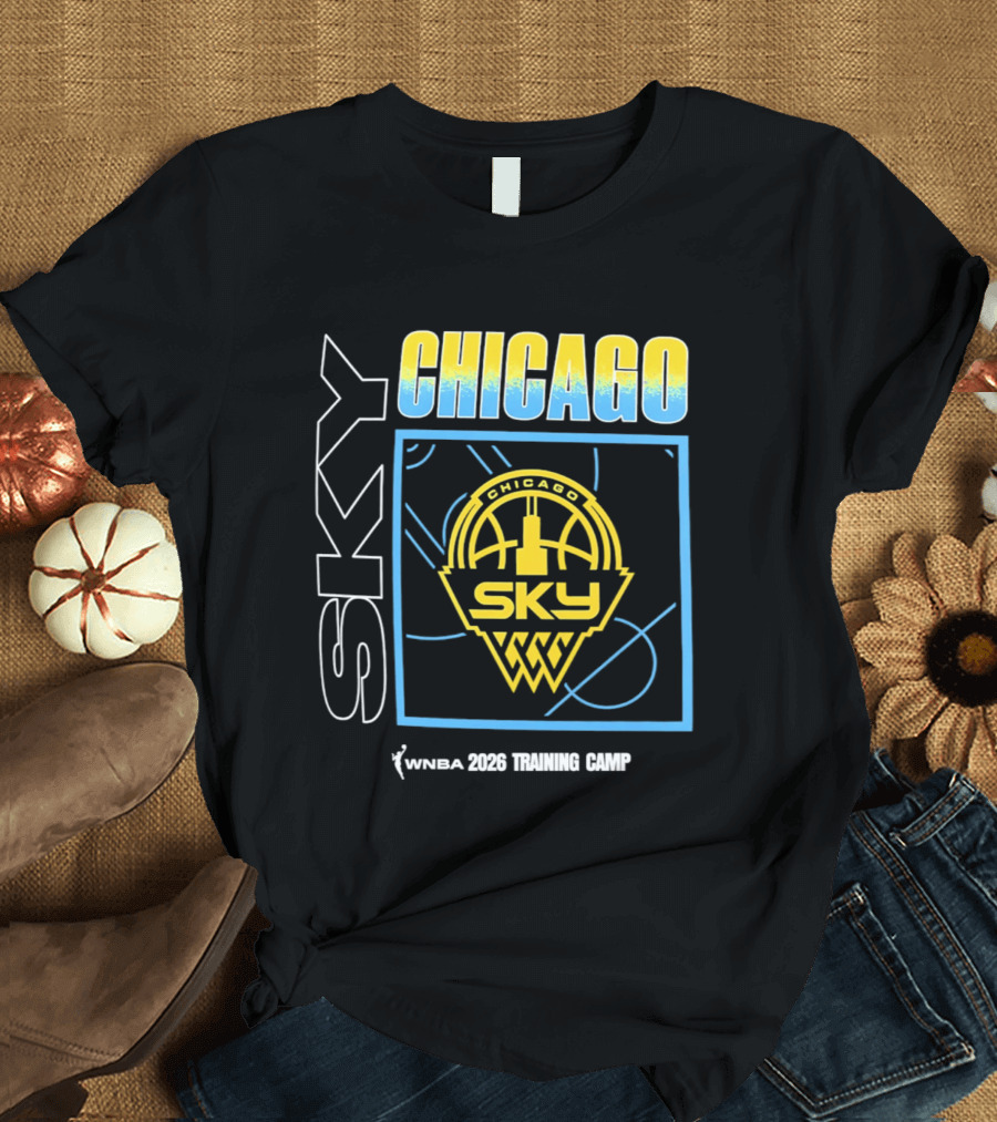 Chicago Sky WNBA 2026 Training Camp Logo With Basketball And Skyline T-Shirt