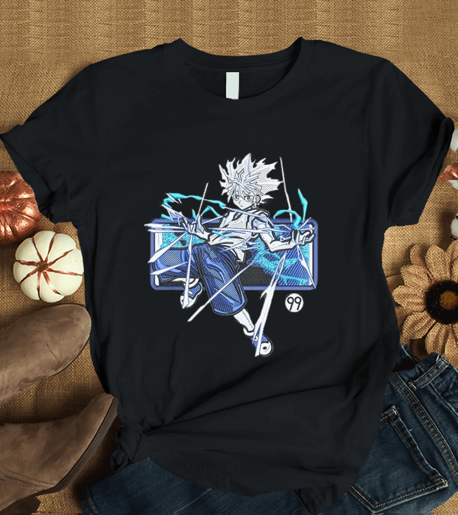 Hunter X Hunter Killua 99 Anime Graphic Manga Style Electric Aura T-Shirt