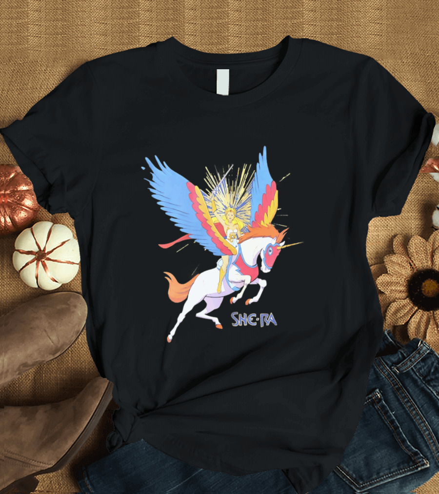 She Ra Riding Swift Wind Pegasus Unicorn Adventure T-Shirt
