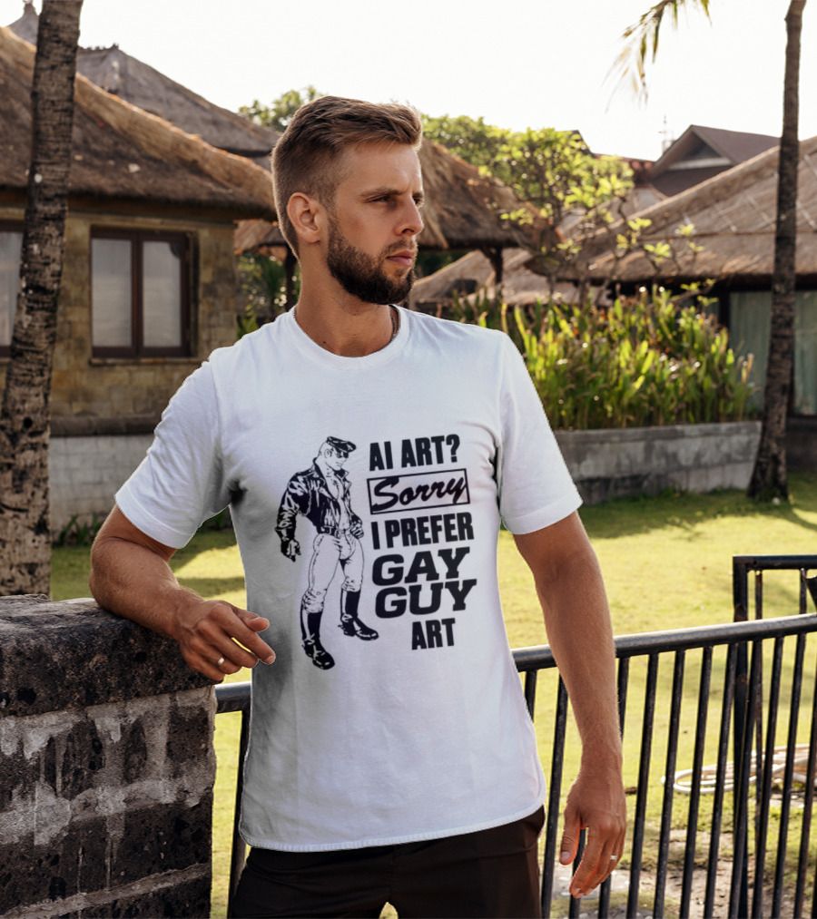 AI Art Sorry I Prefer Gay Guy Art Biker T-Shirt