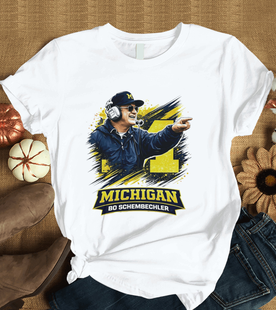 Bo Schembechler Michigan Wolverines Coach Iconic M Football T-Shirt