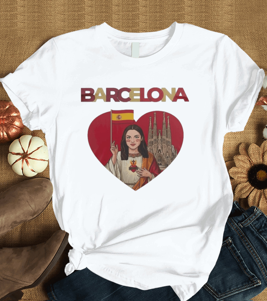 Barcelona Heart Flag Sagrada Familia Olivia Rodrigo Collaboration T-Shirt