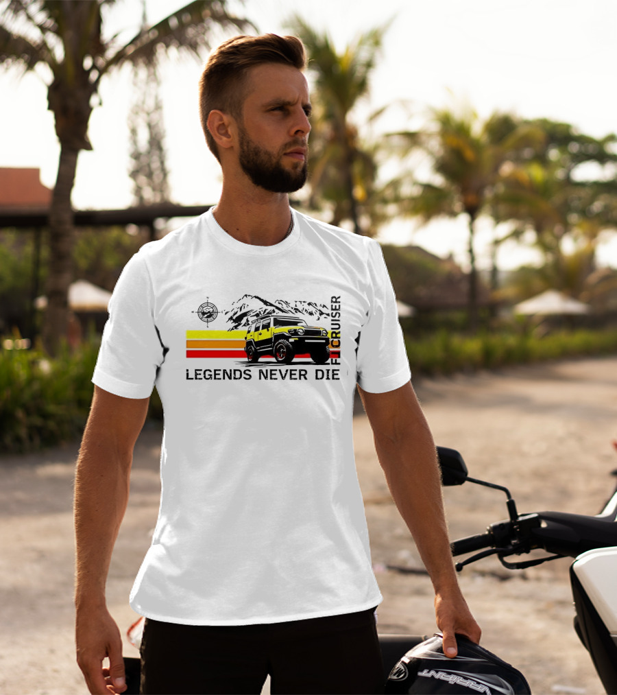 FJ Cruiser Legends Never Die Mountain Compass Sunset Adventure T-Shirt
