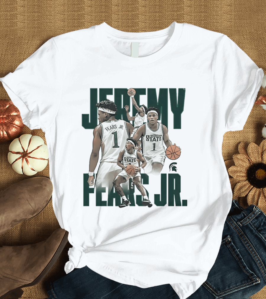 Jeremy Fears Jr Michigan State Spartans Basketball Player Collage T-Shirt