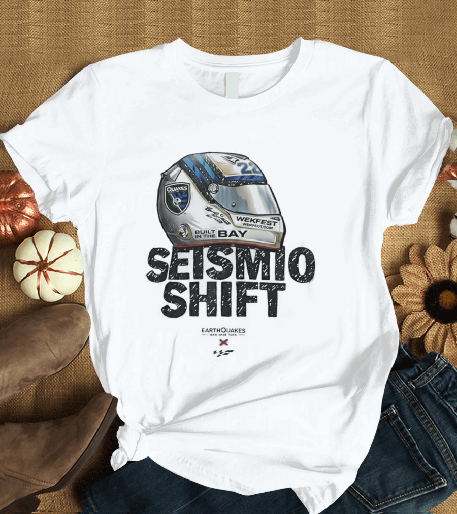Seismic Shift San Jose Earthquakes Wekfest Helmet Built In The Bay T-Shirt