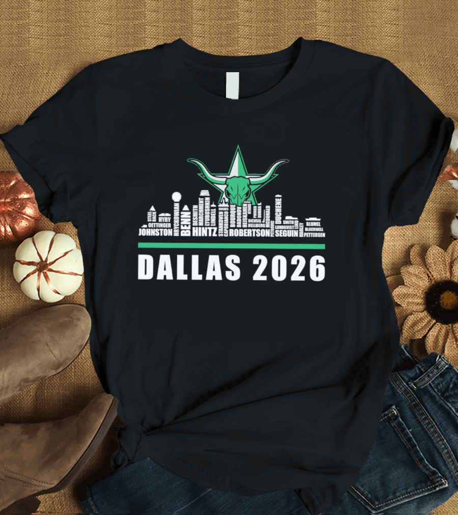 Dallas 2026 City Skyline Bull Star T-Shirt